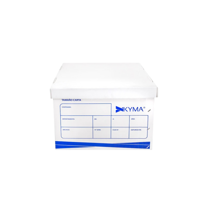 CAJA CON TAPA PARA ARCHIVO KYMA TAMAÑO CARTA DE PLÁSTICO COLOR BLANCO 1 PIEZA CJKY-PL-CT