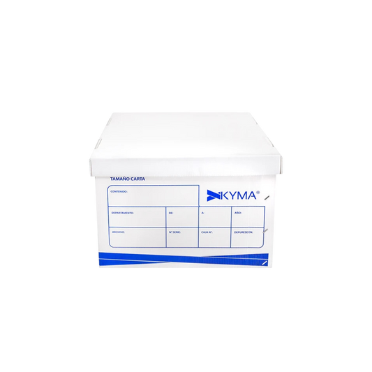 CAJA CON TAPA PARA ARCHIVO KYMA TAMAÑO CARTA DE PLÁSTICO COLOR BLANCO 1 PIEZA CJKY-PL-CT