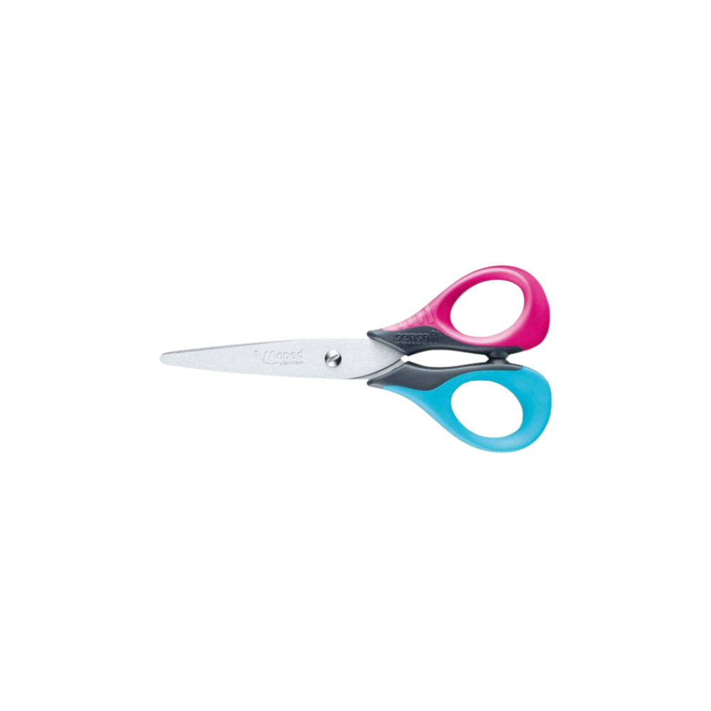 TIJERA MULTIUSOS MARCA MAPED SENSOFT MEDIDA 13CM PUNTA LIGERAMENTE REDONDEADA CUCHILLAS DE ACERO Y MANGO DE GOMA BLANDA 1 PIEZA 3154140693008