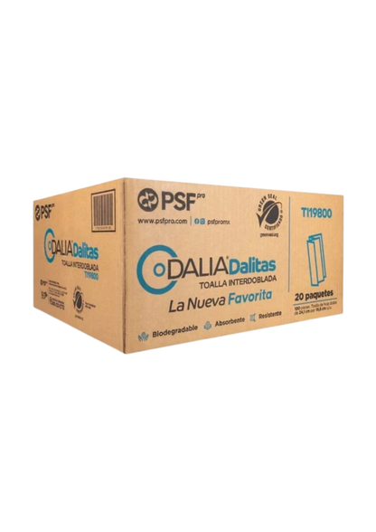 TOALLA INTERDOBLADA BLANCAS DALITAS 100 HOJAS DOBLE 23.5 X 19.5 M 20 PAQUETES TI19800
