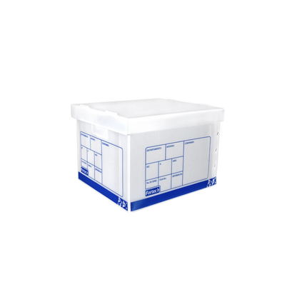 CAJA DE PLÁSTICO BLANCO PARA ARCHIVO MARCA FORTEC CON TAPA INDEPENDIENTE TAMAÑO OFICIO 1 PIEZA CAM-MIX