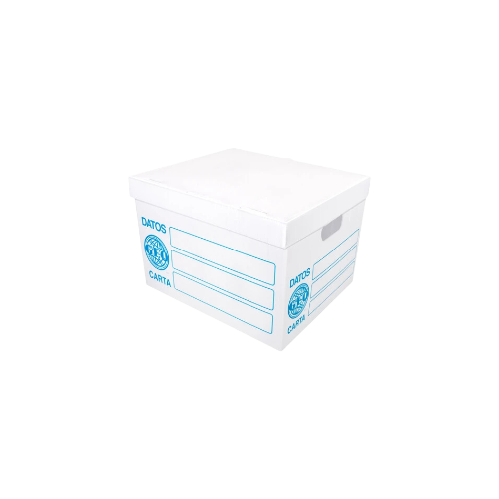 CAJA DE PLÁSTICO BLANCO PARA ARCHIVO TAMAÑO CARTA CON TAPA MARCA GEO 1 PIEZA 1000012