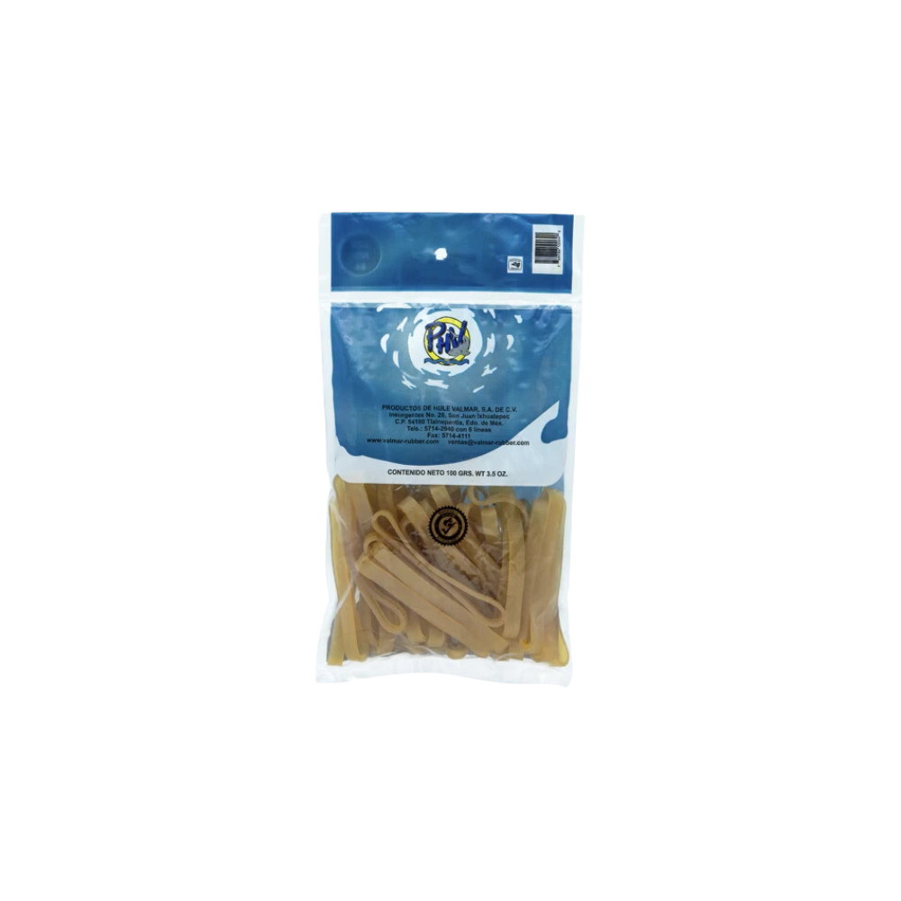 LIGA DE HULE NATURAL VALMAR NO.64 COLOR BEIGE BOLSA CON 100GR 10064