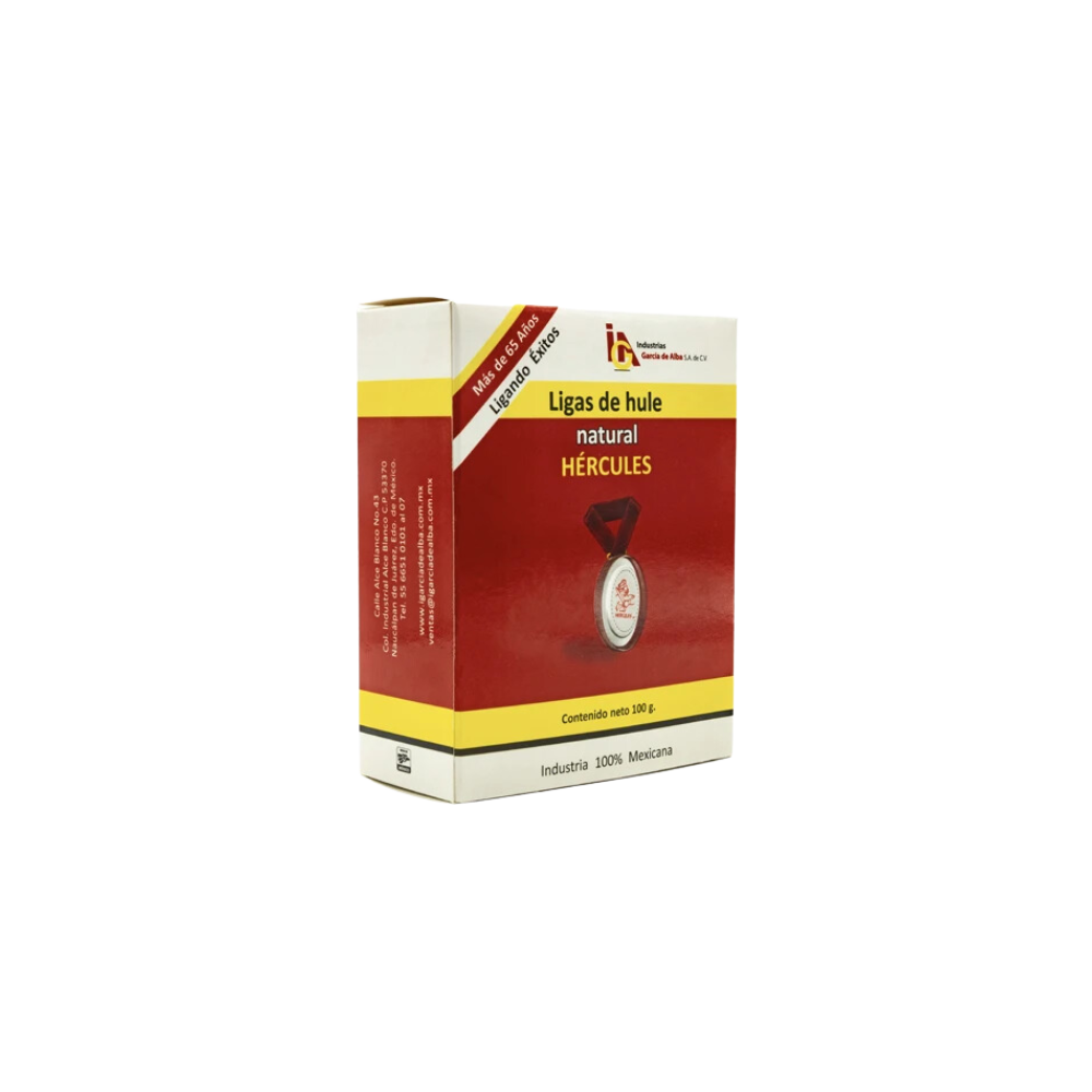 LIGAS DE HULE NATURAL HÉRCULES NO.18 COLOR BEIGE CAJA CON 100GR 750222073007-9