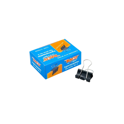SUJETADOCUMENTOS MINI BACO PARA UN GROSOR APROXIMADO DE 8MM CAJA CON 12 PIEZAS PTBRB0001