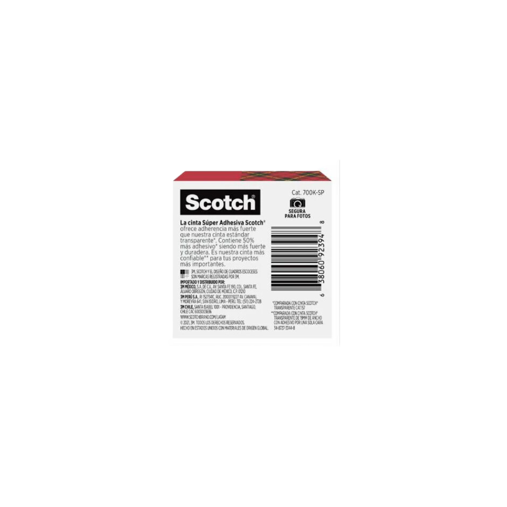CINTA SUPER ADHESIVA TRANSPARENTE MARCA SCOTCH MEDIDAS 19MM X 25.4M 1 PIEZA 70007064606