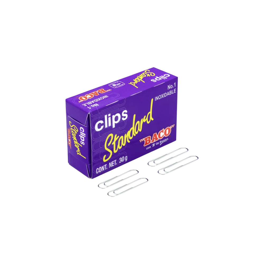 CLIP ESTÁNDAR NÚMERO 1 BACO CAJA CON 100 CLIPS PTCLA0019