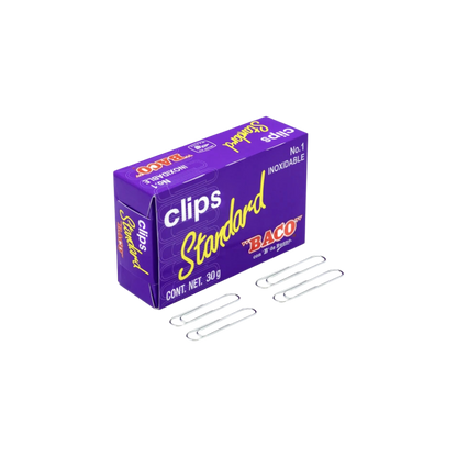 CLIP ESTÁNDAR NÚMERO 1 BACO CAJA CON 100 CLIPS PTCLA0019