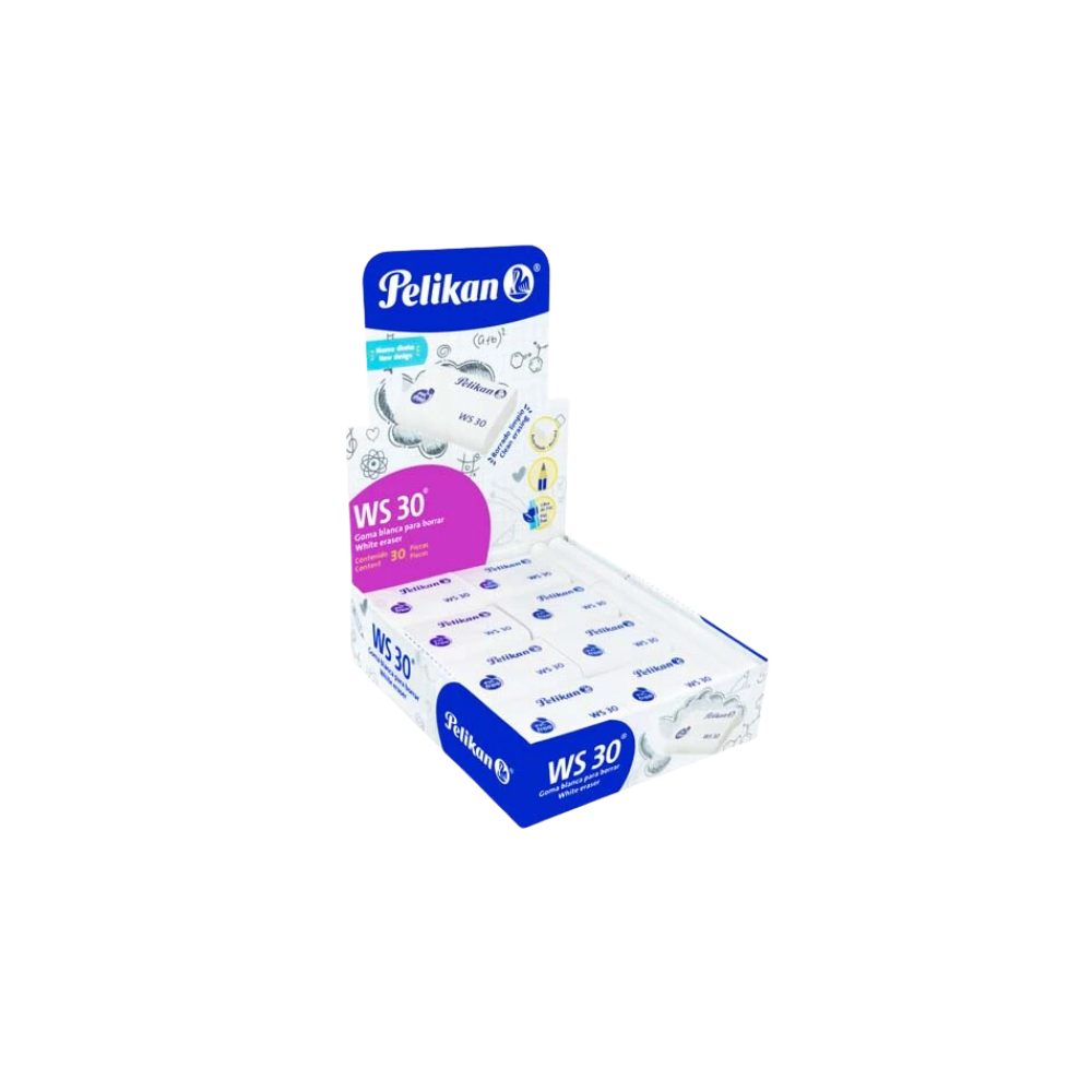 GOMA BLANCA PELIKAN WS30 CAJA CON 30 PIEZAS 6140300