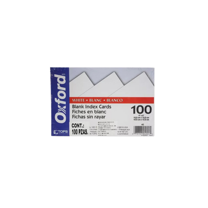 TARJETERO OXFORD PAPEL LENOX COLOR BLANCO TAMAÑO 4X6 PULGADAS 40