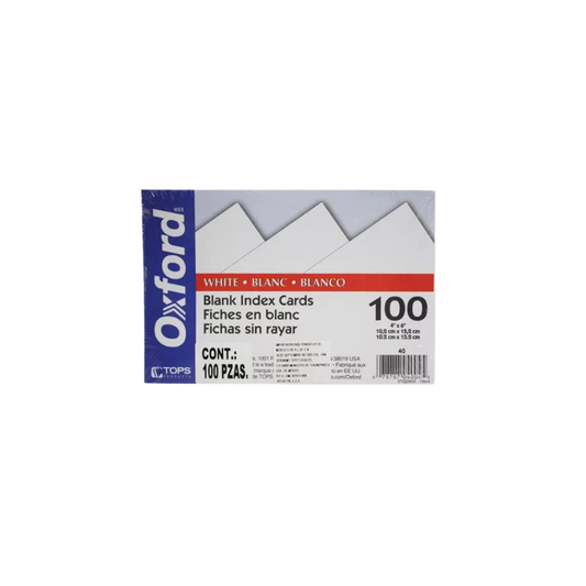 TARJETERO OXFORD PAPEL LENOX COLOR BLANCO TAMAÑO 4X6 PULGADAS 40