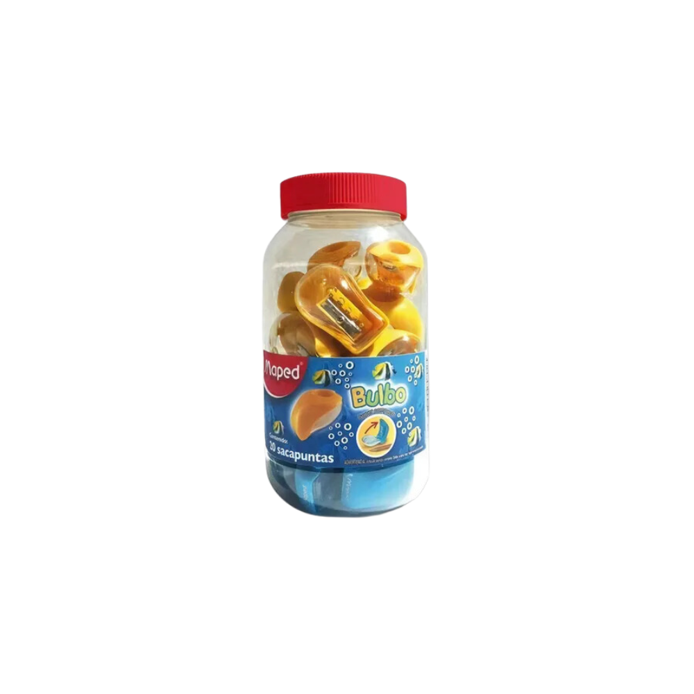 SACAPUNTAS PLÁSTICO MANUAL MAPED CON BULBO BOTE CON 20 PIEZAS 507100ZM