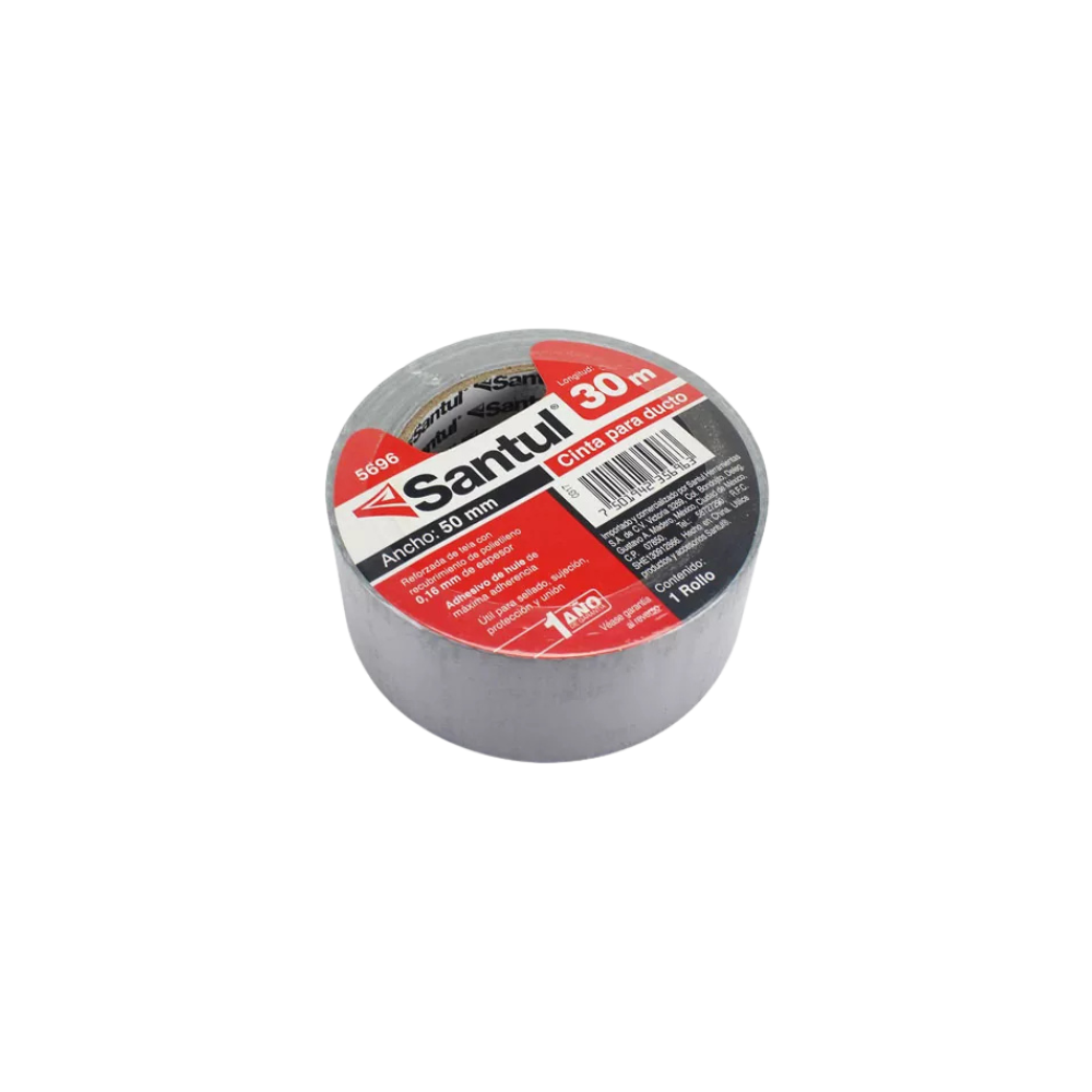 CINTA ADHESIVA PARA DUCTO PLATA SANTUL 30M 1PZA 5696