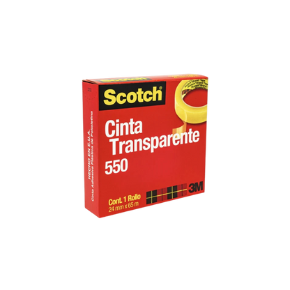 CINTA ADHESIVA CORTE FÁCIL SCOTCH 550 TRANSPARENTE DE 24 MM X 65 M 1 PZA 70071085917