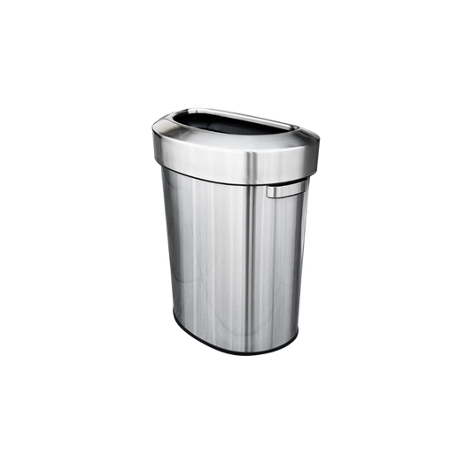 CESTO PARA BASURA 68 LITROS ACERO INOXIDABLE MEDIA LUNA SKU 713GR
