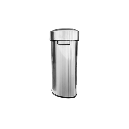 CESTO PARA BASURA 68 LITROS ACERO INOXIDABLE MEDIA LUNA SKU 713GR