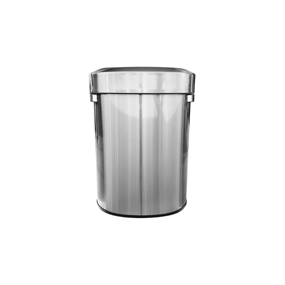 CESTO PARA BASURA 68 LITROS ACERO INOXIDABLE MEDIA LUNA SKU 713GR