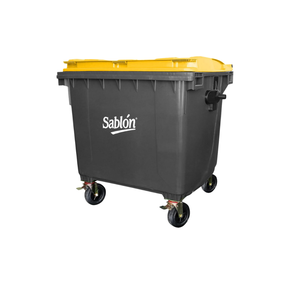 CONTENEDORES PARA BASURA DE 1100 LITROS SIN PEDAL CUERPO GRIS TAPAS DE COLOR 7534GR