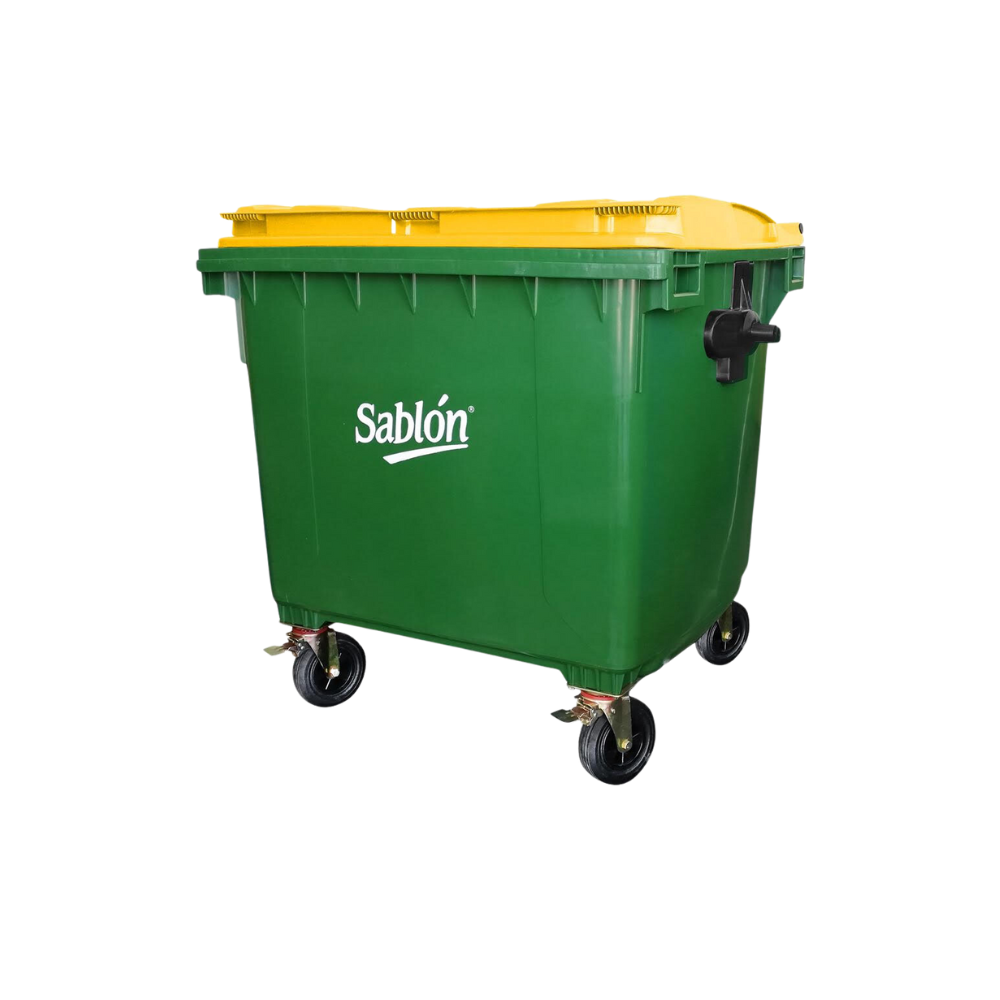CONTENEDORES PARA BASURA DE 1100 LITROS SIN PEDAL CUERPO VERDE TAPAS DE COLOR