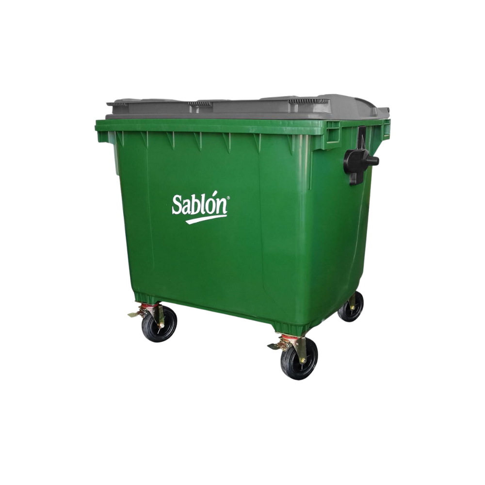 CONTENEDORES PARA BASURA DE 1100 LITROS SIN PEDAL CUERPO VERDE TAPAS DE COLOR