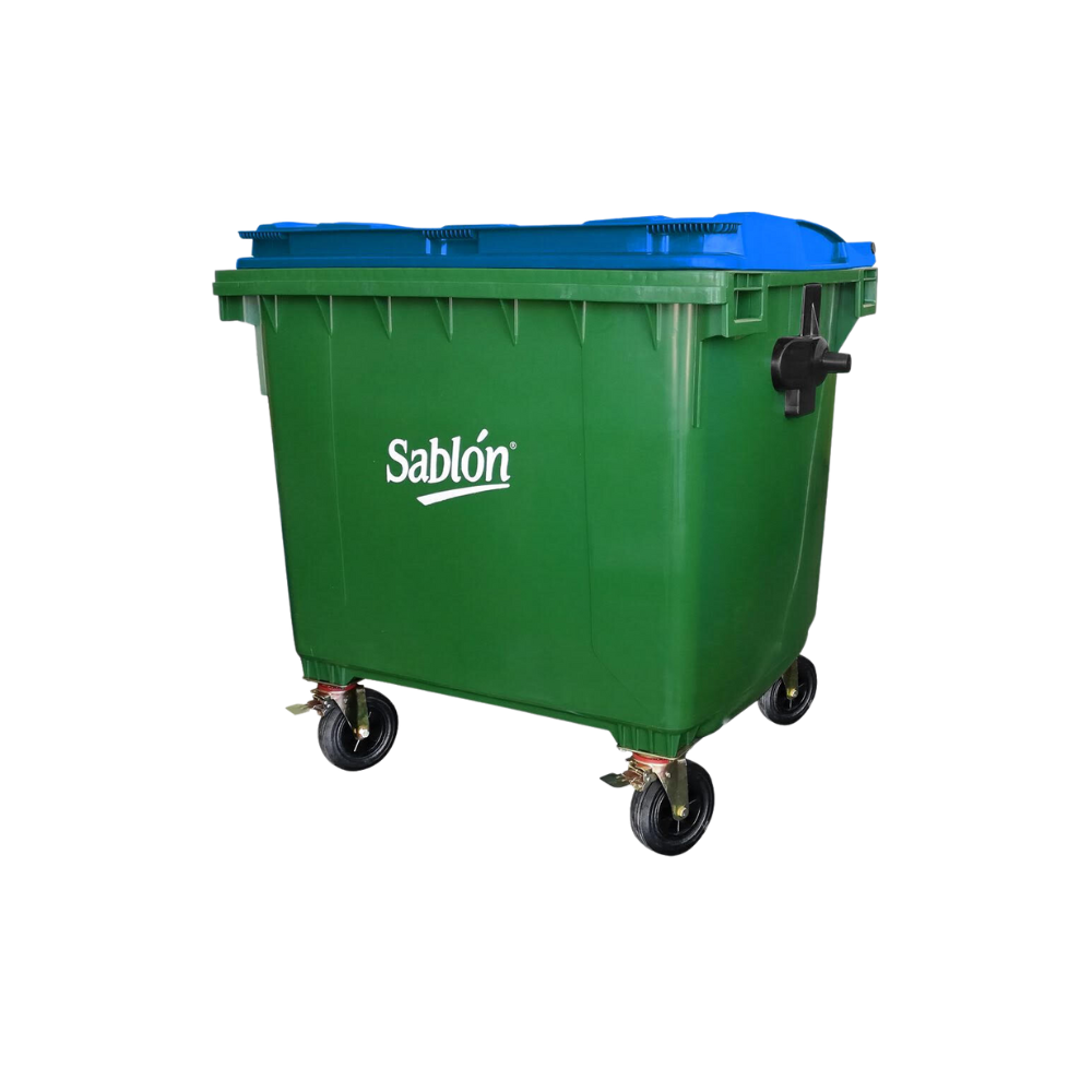 CONTENEDORES PARA BASURA DE 1100 LITROS SIN PEDAL CUERPO VERDE TAPAS DE COLOR