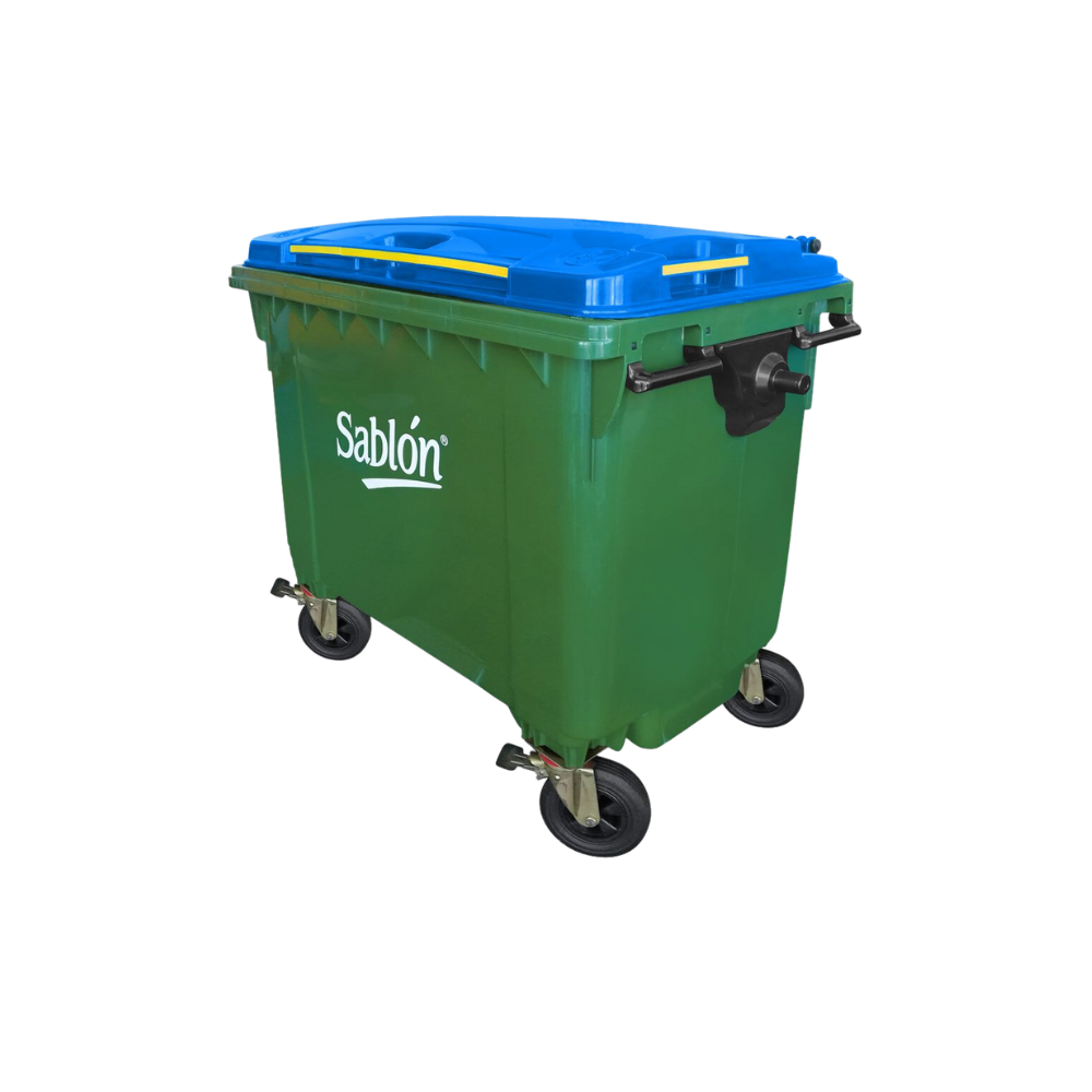 CONTENEDORES PARA BASURA DE 660 LITROS SIN PEDAL CUERPO VERDE Y TAPA EN COLOR DIFERENTE 7523AM