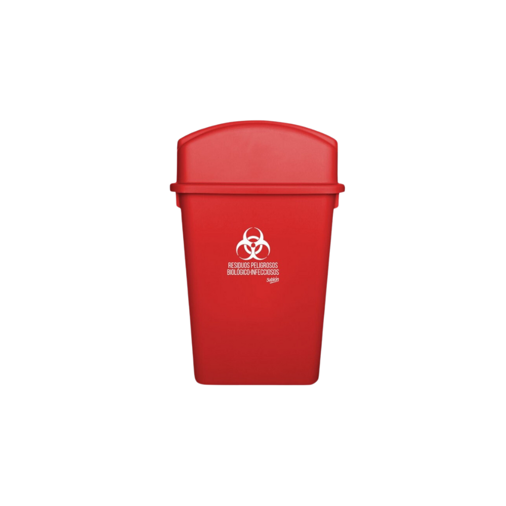 BOTE DE BASURA PARA RPBI 65 LITROS TAPA BALANCÍN LATERAL SKU 8109 RPBI