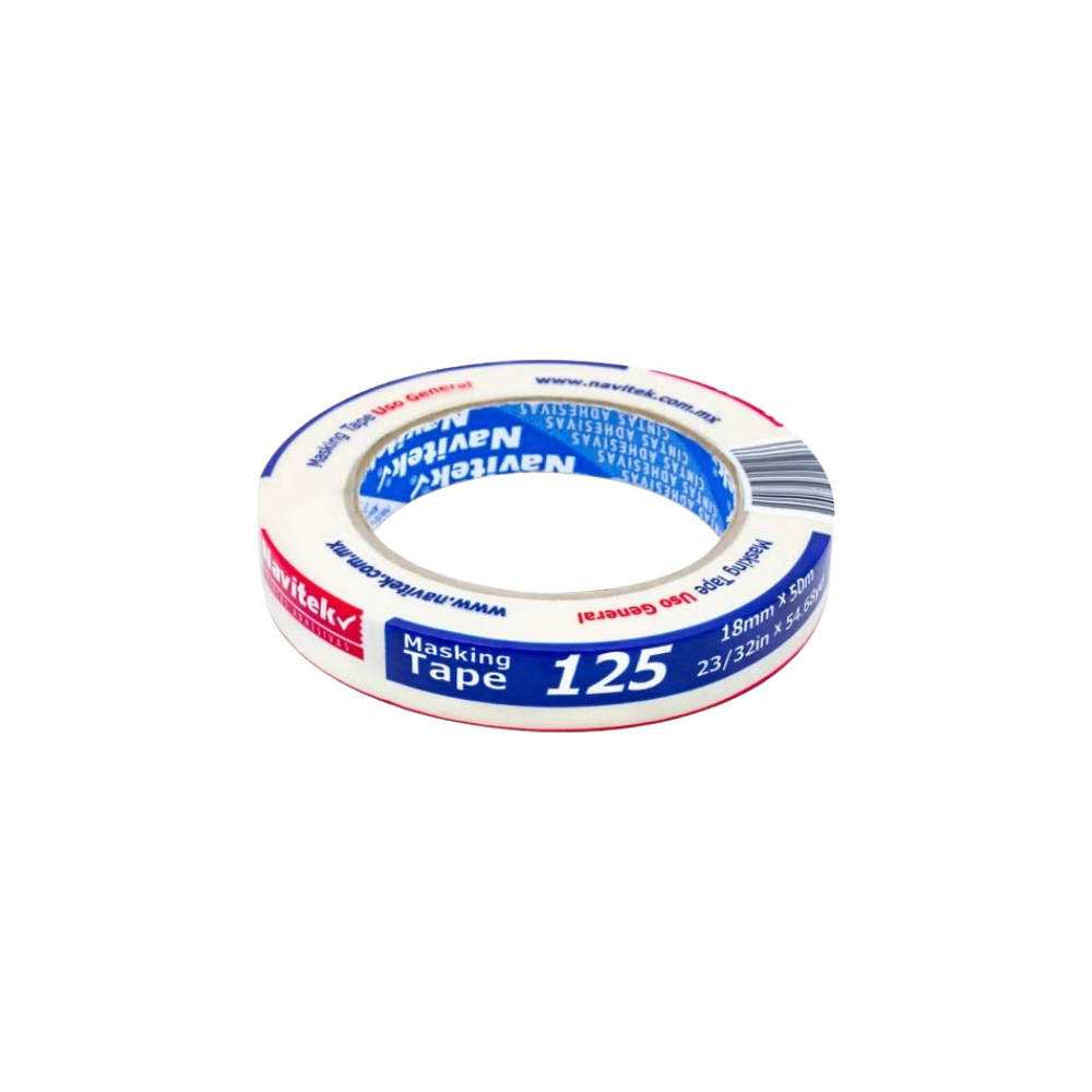 CINTA ADHESIVA MASKING TAPE BLANCA NAVITEK 18 MM X 50 M 1 PZA 81251805000