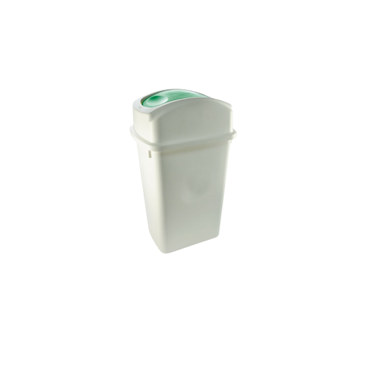 BOTE DE BASURA BLANCO DE 65 LITROS GRANDE CON TAPA BALANCÍN LATERAL COLOR VERDE 8126VD