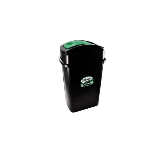 BOTE DE BASURA NEGRO DE 65 LITROS GRANDE CON TAPA BALANCÍN LATERAL COLOR VERDE 8136VD