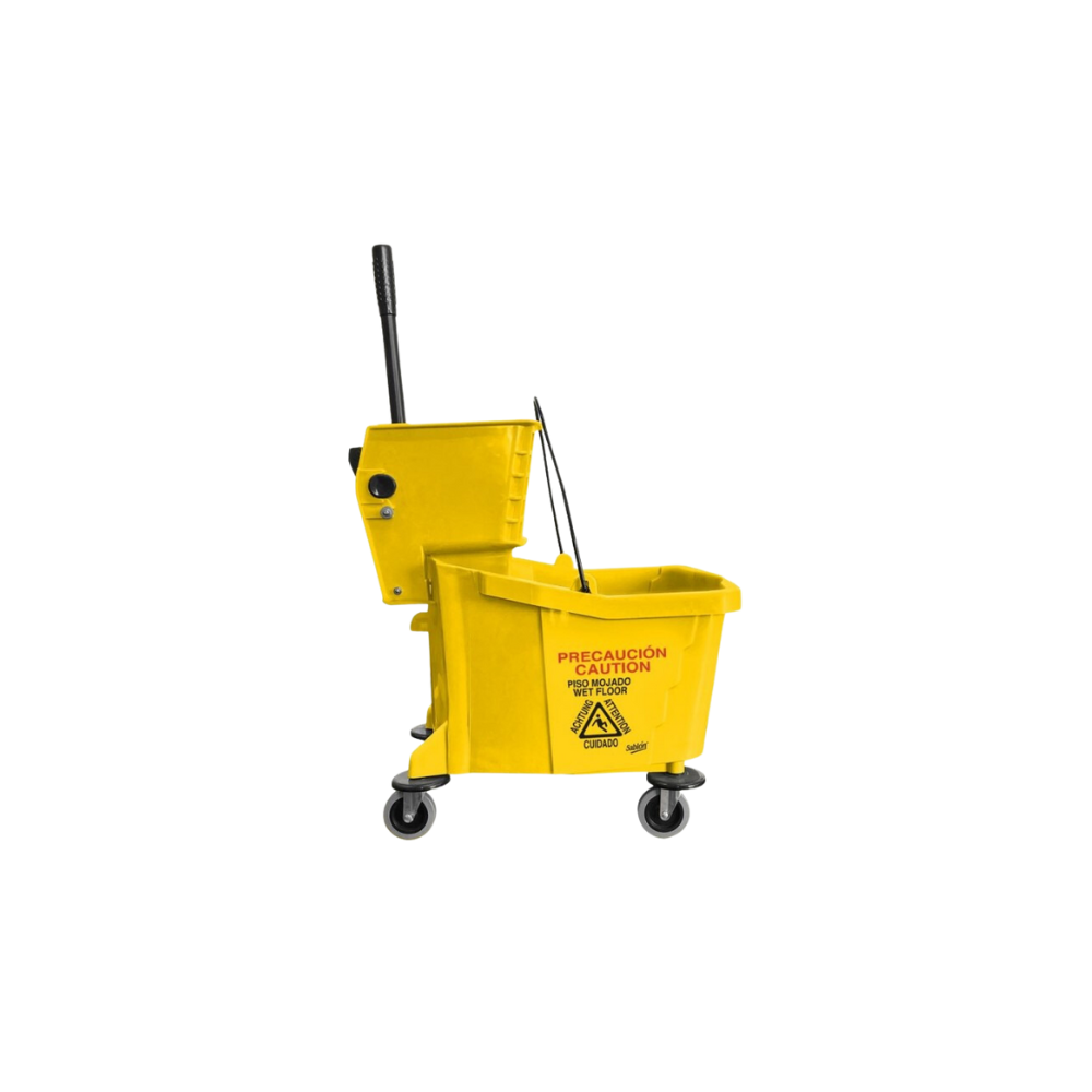 CUBETA 32 LITROS COLOR AMARILLO CON EXPRIMIDOR SKU 8213AM