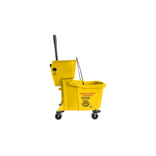 CUBETA 32 LITROS COLOR AMARILLO CON EXPRIMIDOR SKU 8213AM