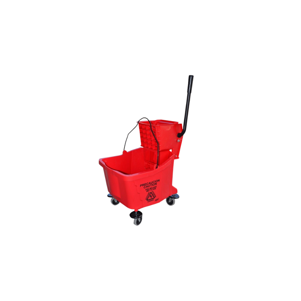 CUBETA 32 LITROS COLOR ROJO CON EXPRIMIDOR SKU 8218RJ