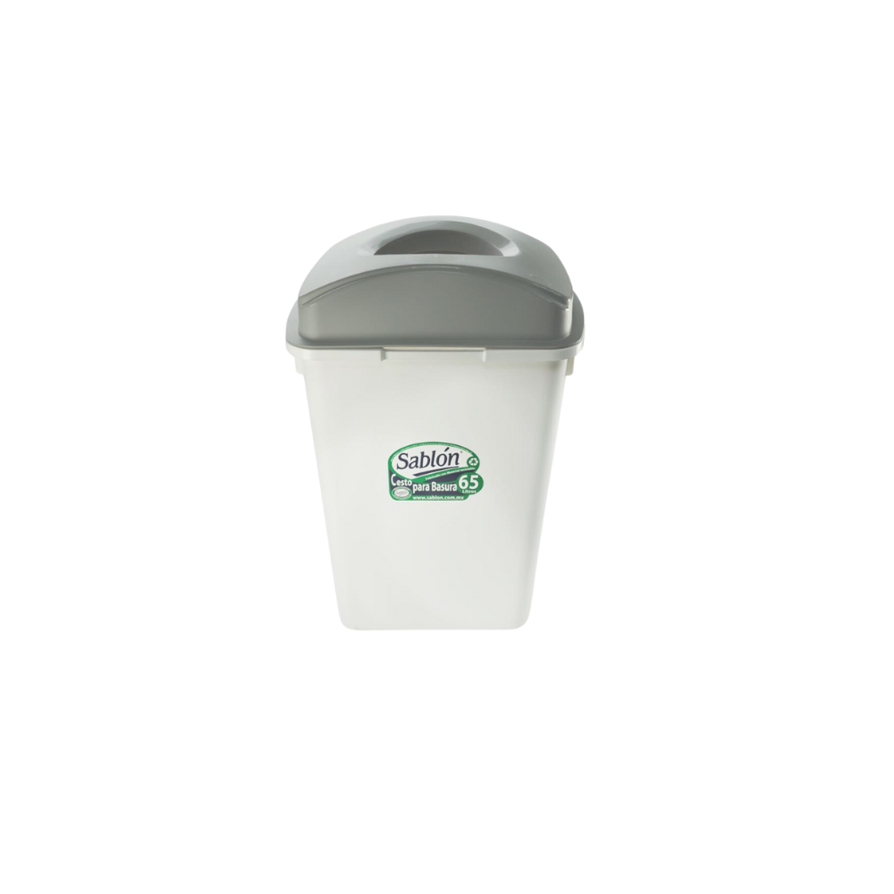 BOTE DE BASURA DE 65 LITROS CON TAPA ELÍPTICA CUERPO BLANCO TAPAS DE COLOR 8274GR