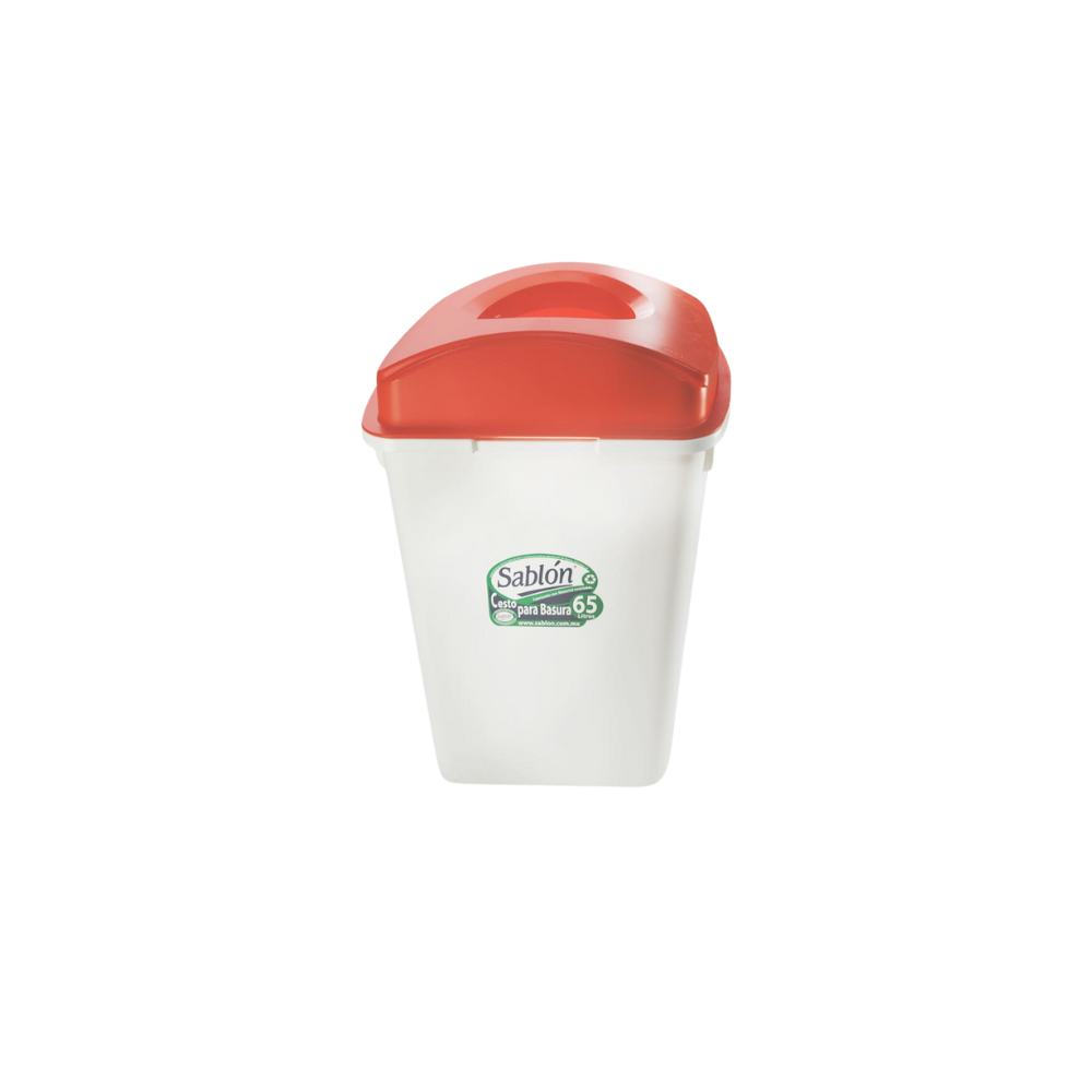 BOTE DE BASURA DE 65 LITROS CON TAPA ELÍPTICA CUERPO BLANCO TAPAS DE COLOR 8274GR