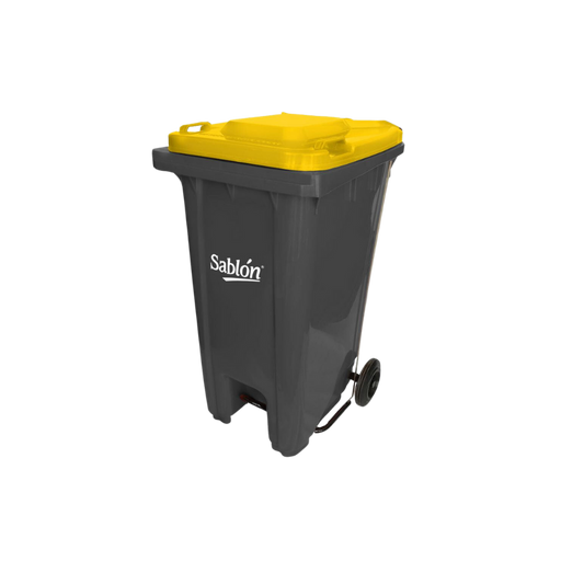 CONTENEDOR DE BASURA 240 L CON PEDAL CUERPO GRIS Y TAPAS DE COLOR