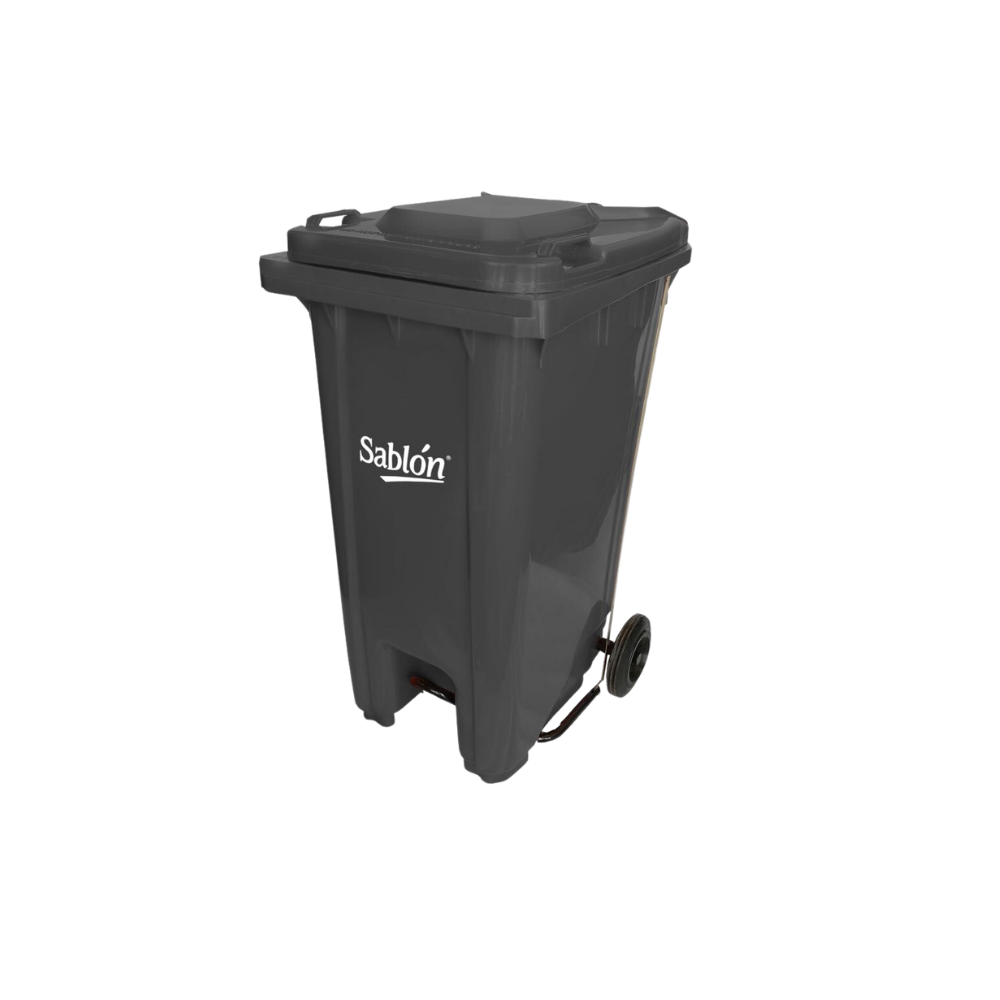 CONTENEDOR DE BASURA 240 L CON PEDAL CUERPO GRIS Y TAPAS DE COLOR
