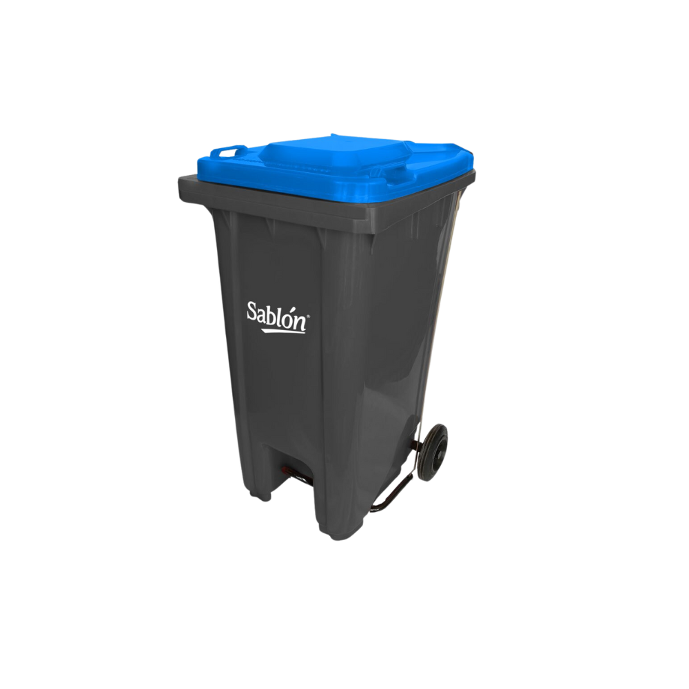 CONTENEDOR DE BASURA 240 L CON PEDAL CUERPO GRIS Y TAPAS DE COLOR