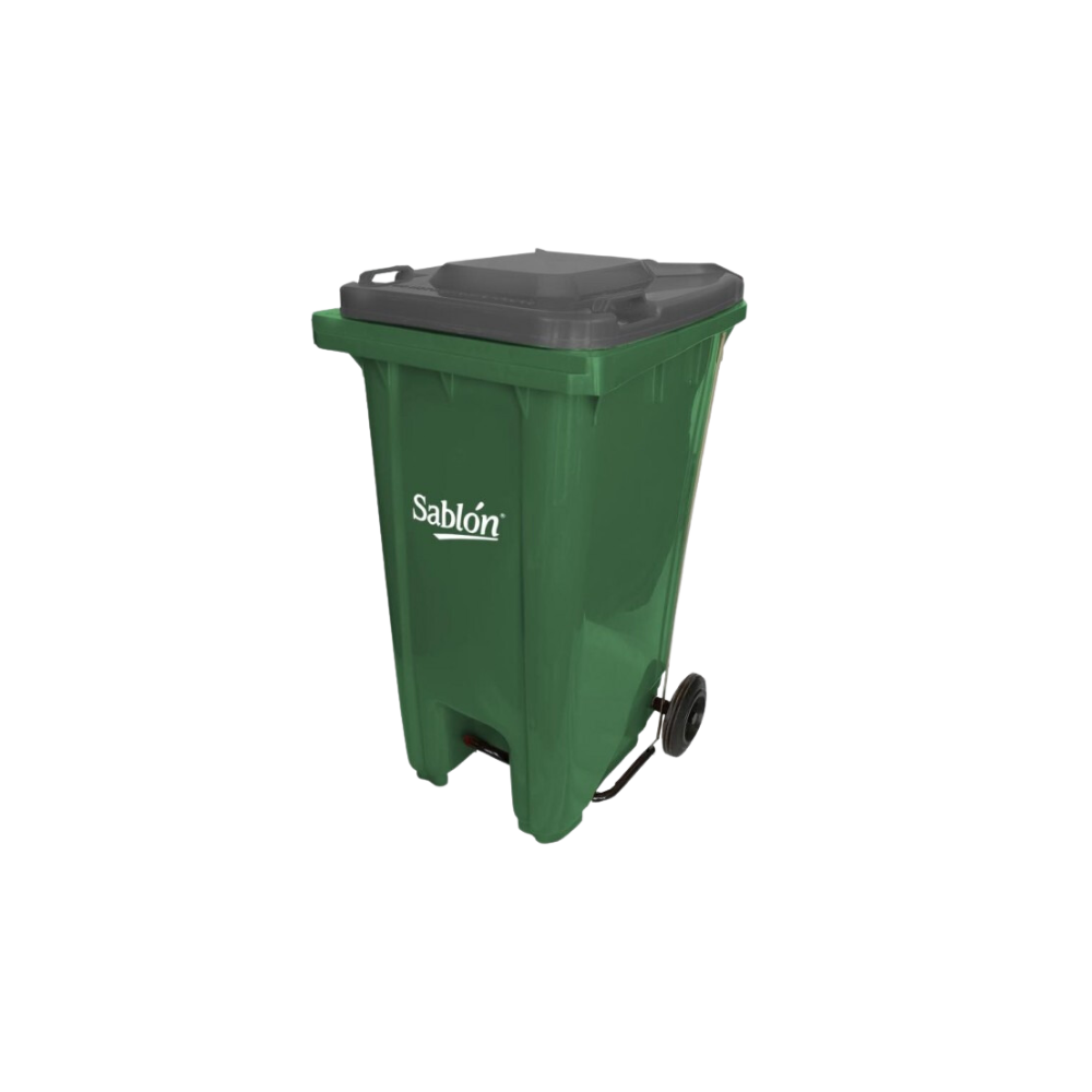 CONTENEDORES DE BASURA DE 240 LITROS CON PEDAL CON CUERPO COLOR VERDE Y TAPAS DE COLOR 8353AM