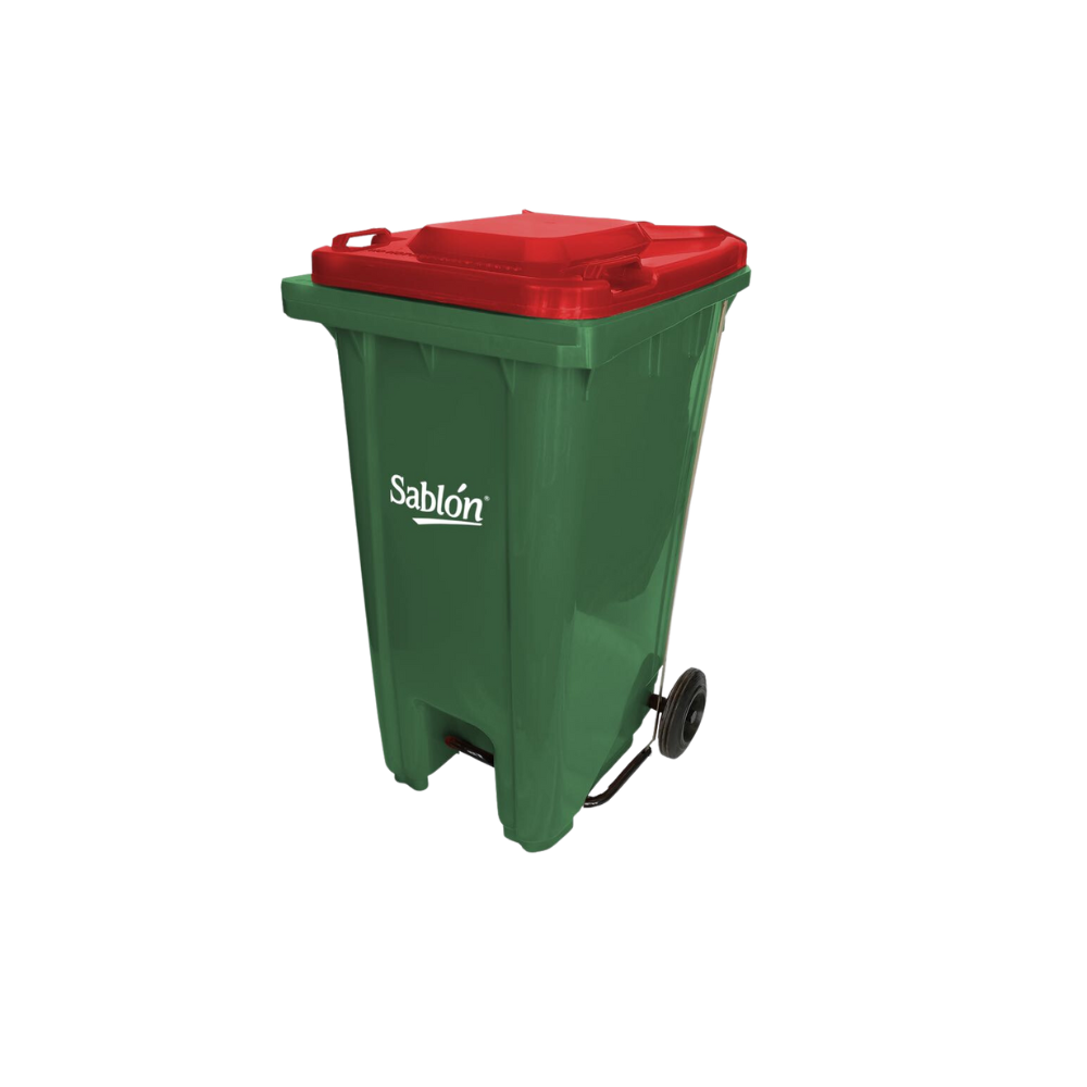 CONTENEDORES DE BASURA DE 240 LITROS CON PEDAL CON CUERPO COLOR VERDE Y TAPAS DE COLOR 8353AM
