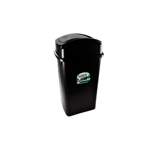 BOTE DE BASURA COLOR NEGRO 80 LITROS CON TAPA BALANCÍN LATERAL 8434GR