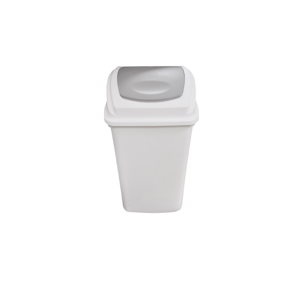 BOTE DE BASURA COLOR BLANCO DE  80 LITROS CON TAPA BALANCÍN FRONTAL 8444GR