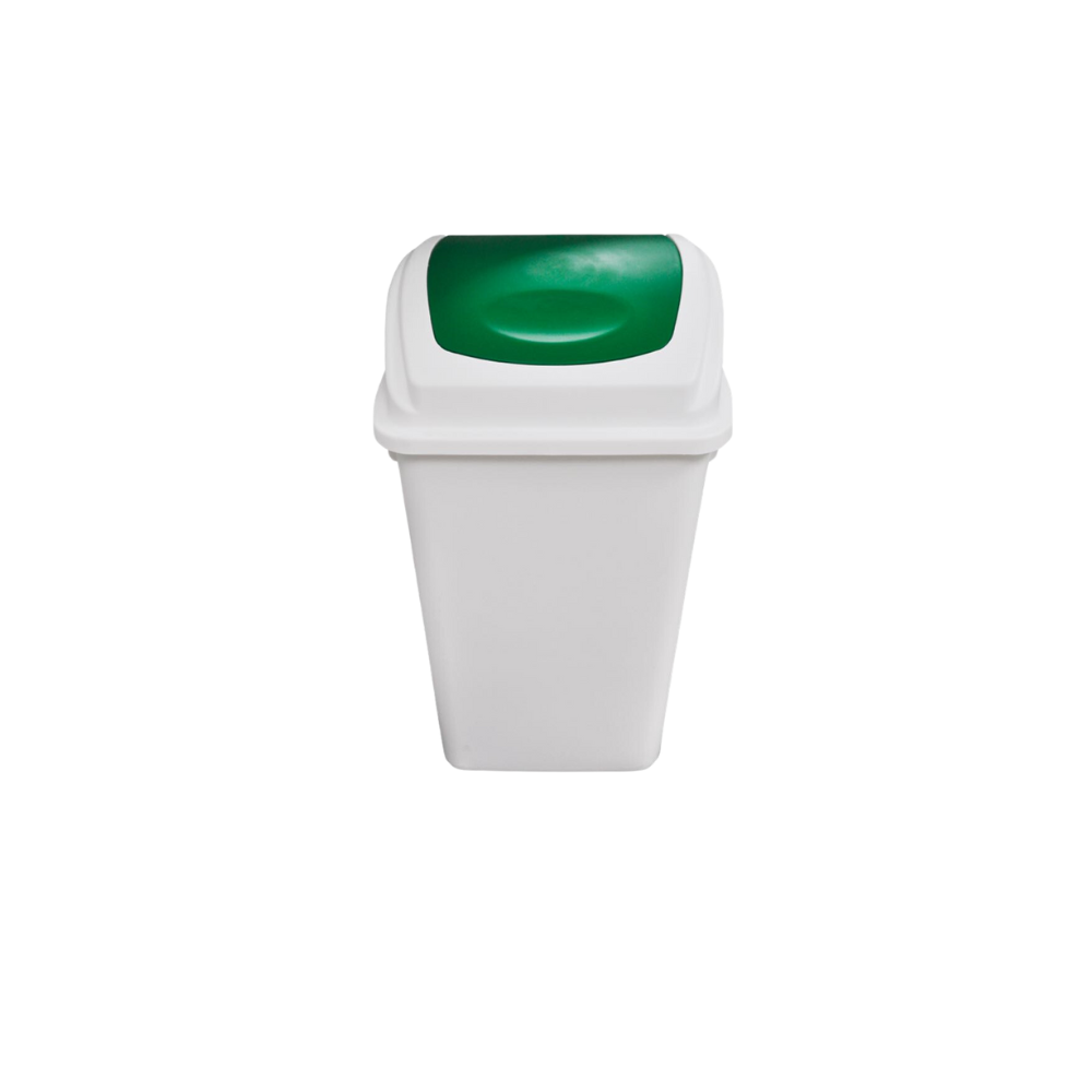 BOTE DE BASURA COLOR BLANCO DE  80 LITROS CON TAPA BALANCÍN FRONTAL 8444GR