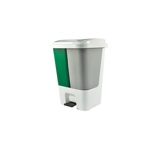 BOTE DE BASURA CON PEDAL Y TAPA 17 LITROS MARCA SABLÓN COLOR BLANCO CON GRIS Y VERDE 8524DU