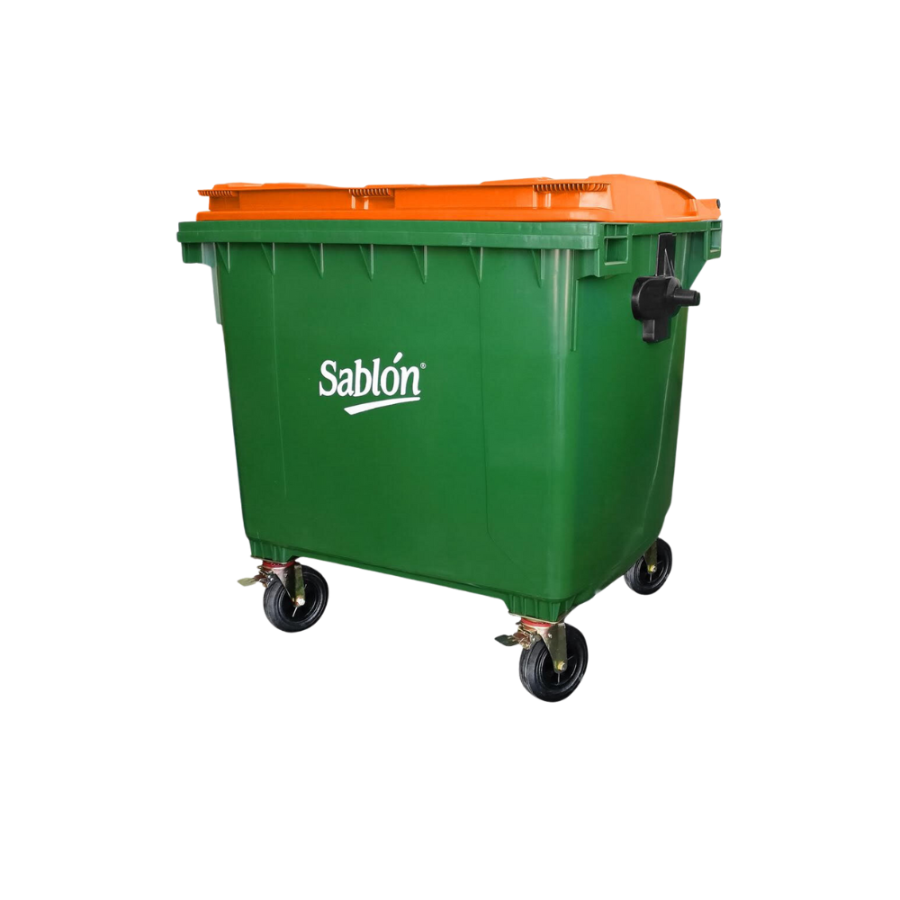 CONTENEDORES PARA BASURA DE 1100 LITROS SIN PEDAL CUERPO VERDE TAPAS DE COLOR