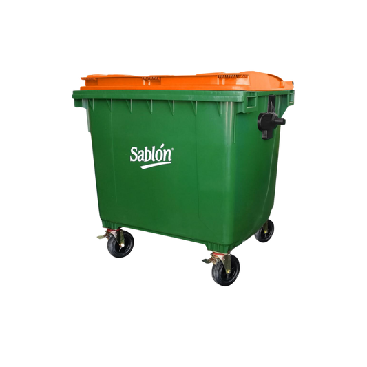 CONTENEDORES PARA BASURA DE 1100 LITROS SIN PEDAL CUERPO VERDE TAPAS DE COLOR