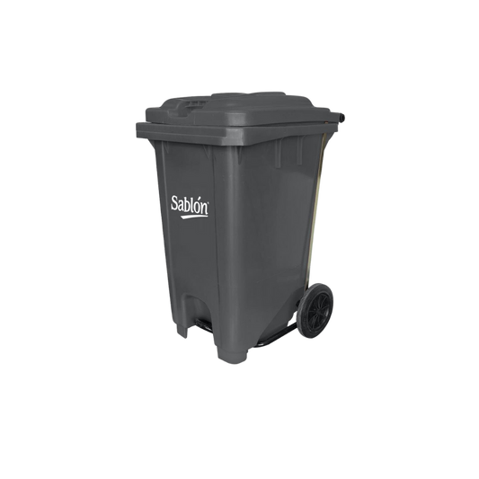 BOTE DE BASURA DE 80 LITROS CON PEDAL Y CON RUEDAS 8604GR