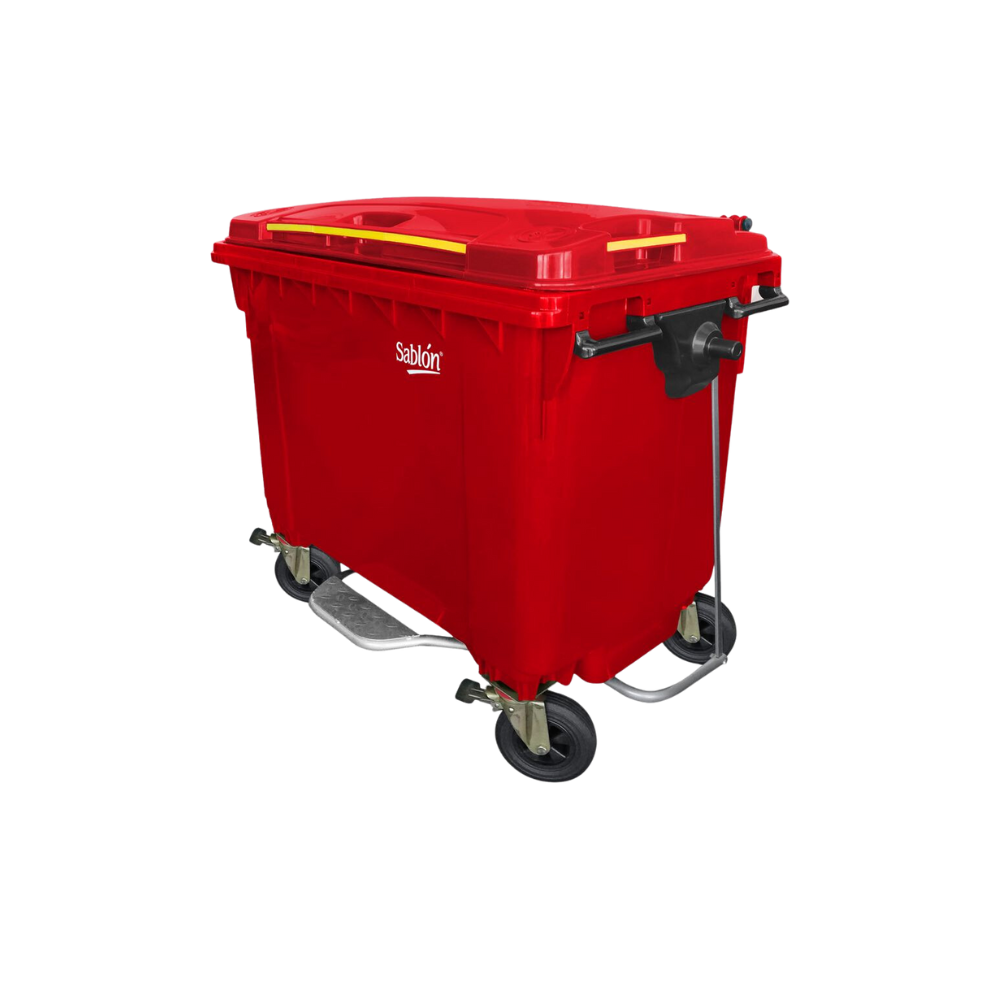 CONTENEDORES PARA BASURA DE 660 LITROS CON PEDAL CUERPO Y TAPA DEL MISMO COLOR 8729RJ