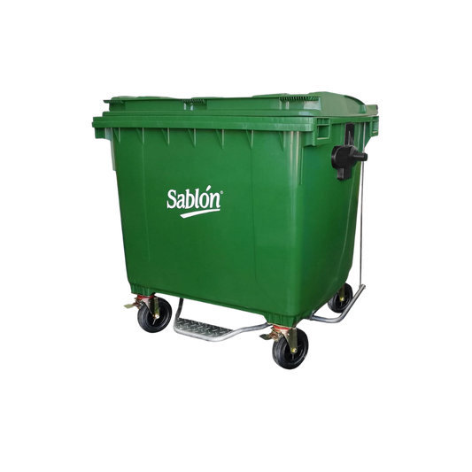CONTENEDORES PARA BASURA DE 1100 LITROS CON PEDAL CUERPO Y TAPA DEL MISMO COLOR 8738RJ