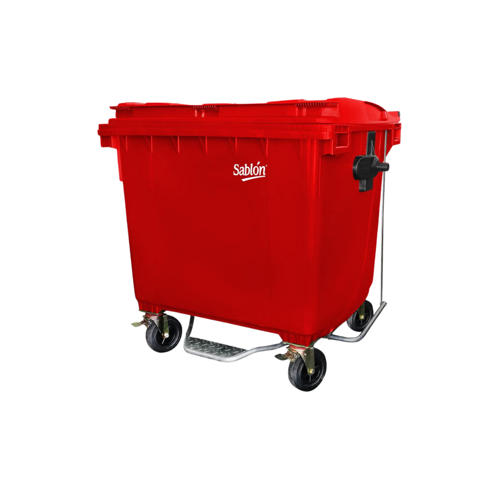 CONTENEDORES PARA BASURA DE 1100 LITROS CON PEDAL CUERPO Y TAPA DEL MISMO COLOR 8738RJ